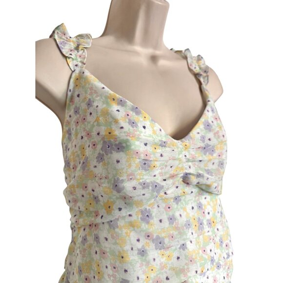 Elodie Dress Rushed Chiffon Print Size Large Sleeveless Rushed Lined Pastel NWT - Picture 6 of 8